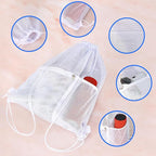 NATURAL STYLE 2 PACK Mesh Drawstring Backpack Bag, Multifunction Mesh Bag for Swimming, Athletic Gym, Clothes, Beach, Swim (White)