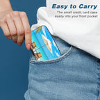 Credit Card Holder, Mini Aluminum Card Wallet RFID Blocking Slim Metal Hard Card Case for Women Men, Sea