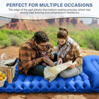 FUN PAC Camping Sleeping Pad with Pillow Built-in Foot Pump Inflatable Sleeping Mat Compact for Camping Backpacking Hiking Traveling - Blue