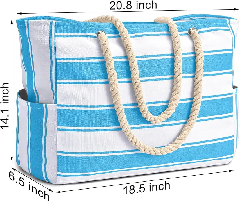 Becokan Beach Bags for Women Large Waterproof Beach Tote Bag Zipper Beach Bags Waterproof Sandproof Swim Pool Bag Large Tote