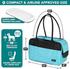 PetAmi Dog Purse Carrier for Small Dogs Cats, TSA Airline Approved Soft-Sided Pet Carrier with Pockets, Ventilated Travel Tote Bag with Bed & Shoulder Strap, Puppy Kitten, Max 12 lbs, Turquoise