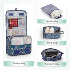 8 Set Compression Packing Cubes for Travel Essentials,Compressible Expandable Packing Cubes for Suitcase,OlarHike Luggage Organizer Bags for Travel(Dark Blue Floral)