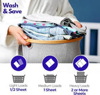 WASH & SAVE Laundry Detergent Sheets - 60 Loads / 30 Sheets | Plant-Based, Eco-Friendly, Hypoallergenic Liquidless Detergent | Perfect for Travel & Dorm - Lavender Meadow