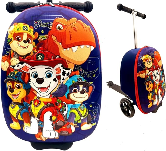 Fast Forward Nickelodeon Paw Patrol 2-in-1 Kids Scooter Suitcase & Ride-On Carry-On Luggage Lightweight Travel Case with Built-in Kick Scooter