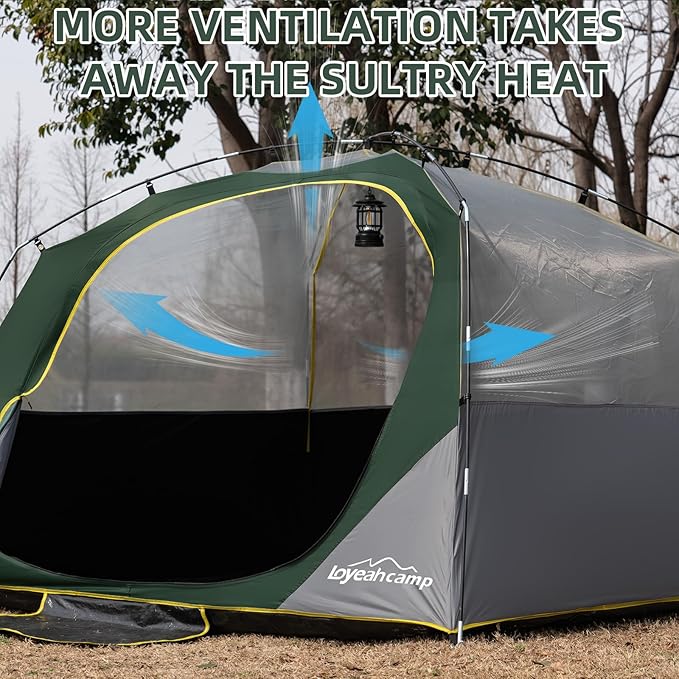 4/6 Person Blackout Camping Tent, Easy Setup Waterproof Family Dome Tent for Camping with Rainfly, Portable Double Layer Large Family Tent for Outdoor Camping&Hiking
