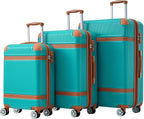 3 Piece Hardshell Luggage Sets 20"+24''+28" Expandable Hardside Luggages Spinner Suitcase with Spinner Wheels & TSA Lock,Lightweight Luggage Sets For Women Men Outdoor Travel Green