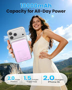 Magnetic Portable Charger, 22.5W Power Bank Fast Charging 10000mAh, Portable Charger with Built in Cable, for Magsafe Battery Pack Compatible with iPhone 17/16/15/14/13/12 Pro/Pro Max Purple