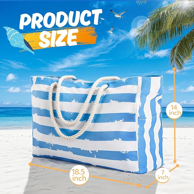 SRISE Large Beach Bag for Women & Men, Beach Bags Waterproof Sandproof, Travel Tote Bag, Swim Pool Bag for Family Outdoor