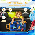 Goplus Kids Luggage Set, 12" & 18" Kids Carry On Luggage Set, Multi-directional Wheels Suitcase, Large Capacity Rolling Trolley Suitcase, Gift for Boys and Girls Toddlers Children Travel