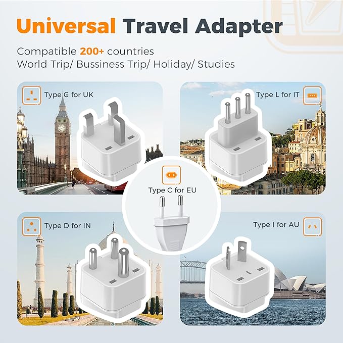 TESSAN 600W Pure Sine Wave 220V to 110V Voltage Converter US to Europe, Universal Travel Adapter with 4 USB Ports PD 35W QC 30W, EU/UK/AU/IT/India Plug Adaptor, Step Down Transformer Power Converters