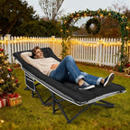 Fragess Portable Camping Cot, Sleeping Cots for Adults, 28" Extra Wide Heavy Duty Folding Cot Max Load 600LBS with Thick Mattress, Portable Camping Bed for Outdoor Camp/Office, Home Nap (Black)