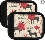 Christmas Reindeer Beige Luggage Handle Wrap for Suitcase Luggage Tags Handle Covers Identifiers Soft Decorations Travel Accessories 2 Pack