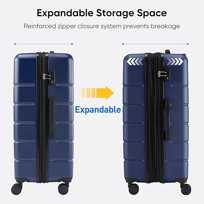 OLIXIS 29 Inch Luggage, Hardside Checked Suitcase with Spinner Wheels, Lightweight ABS Hard Shell Travel Luggage, TSA Approved Lock, Expandable Large Suitcase for Business & Travel–Blue