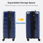 OLIXIS 20 Inch Carry-On Luggage, Hardside Suitcase with Spinner Wheels, Lightweight ABS Hard Shell Travel Luggage, TSA Approved Lock, Expandable Small Suitcase for Business & Travel–Blue
