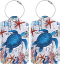 Luggage Tags for Suitcases, 2 Pack Cute PU Leather Luggage Tag TSA Approved with Stainless Steel Loop and Address Card Baggage Tag for Travel&Cruise Ships&Shipping Sea Turtle, by Chelmon