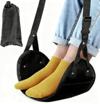 Airplane Travel Foot Hammock, Adjustable Footrest for Long Flight Trip, Travel Essentials to Relax Feet, Black