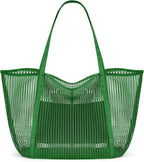KALIDI Upgrade Version Beach Mesh Tote Bag MAX 27L Large capacity,Shoulder Bag Nylon Hobo Women Casual Foldable Beach Picnic
