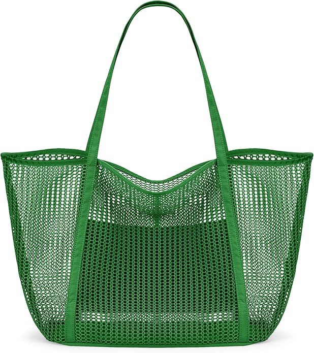 KALIDI Upgrade Version Beach Mesh Tote Bag MAX 27L Large capacity,Shoulder Bag Nylon Hobo Women Casual Foldable Beach Picnic