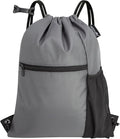 HOLYLUCK Men & Women Outdoor Sport Gym Sack Waterproof Drawstring Backpack Bag (Standard with drawstring, dark grey)