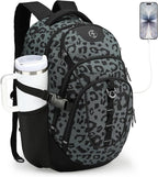 Swissdigital Laptop Backpack with USB Charging Port, Travel Backpack Fits 15.6 inches Computer, 31L Backpack for Men, Gray Leopard | SD803-101