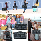 Fmeida 65L Duffle Bag with Shoes Compartment, Foldable Travel Duffel Bags for Men Women, Large Packable Travel Bag Water Repellent & Tear Resistant (BlackCamo)