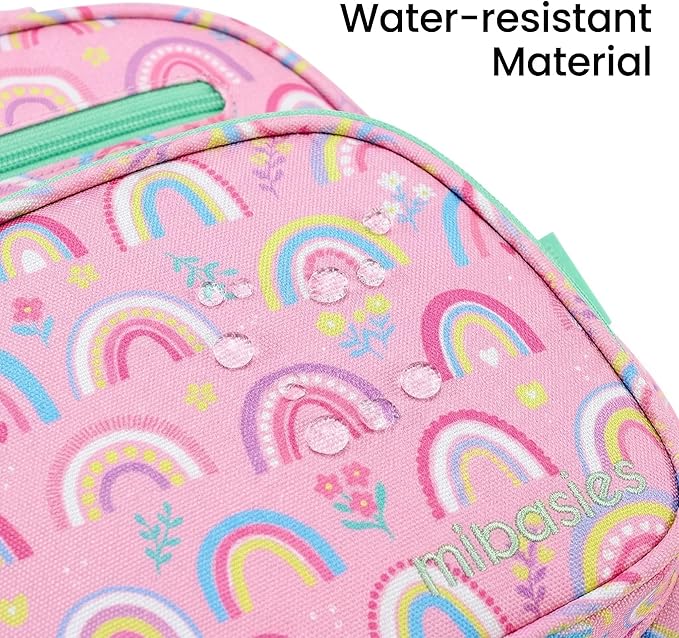 mibasies Toddler Backpack for Girls 2-4: Cute Kids Backpacks for Girls - Preschool Kindergarten Backpack - Rainbow Pink