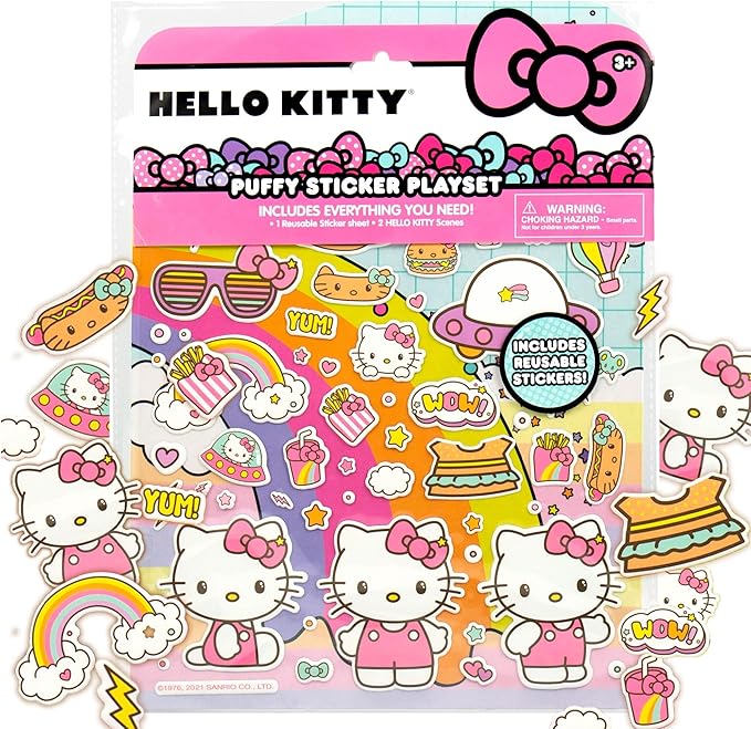Hello Kitty Puffy Sticker Playset, Over 50 Reusable Stickers & Activity Book