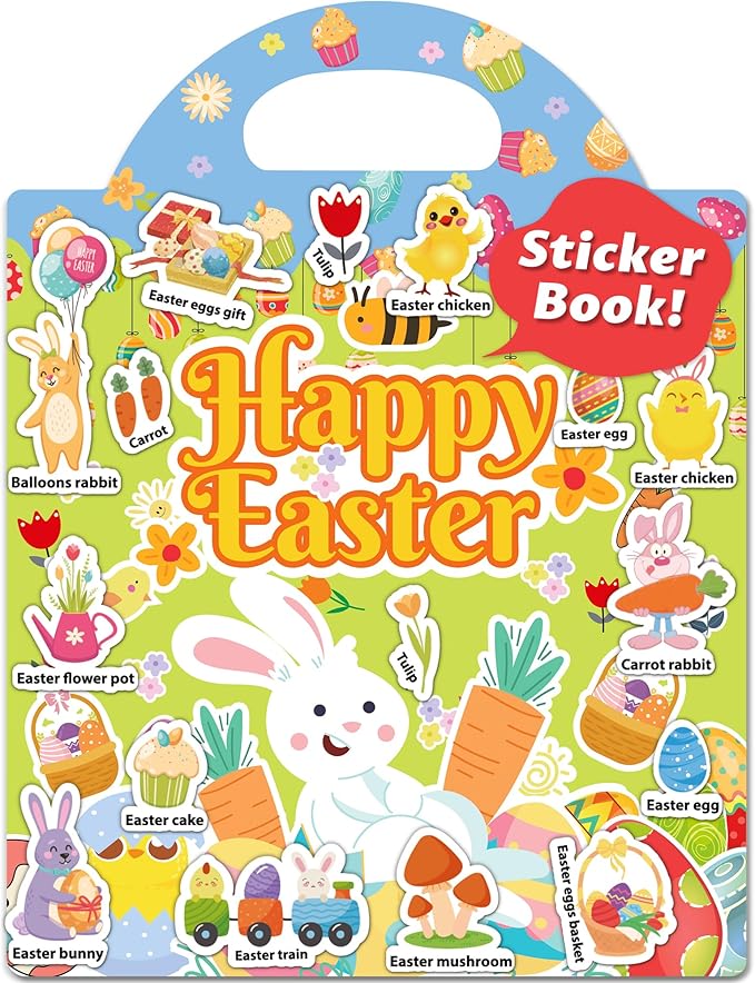 Walenced Reusable Sticker Book for Toddlers, Stickers for Kids, Toddler Sticker Book, Toddler Craft Activities, Toddler Travel Toys Boy Girl Birthday Gifts