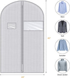 Syeeiex 40" Suit Bag, Set of 5 Garment Bags for Hanging Clothes, Suit Bags for Closet Storage, Garment Bags for Storage Suits,T-shirts, Jackets and Coats(Grey Pattern)