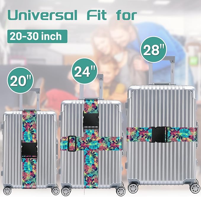 Slohif Luggage Straps for Suitcases Travel Belt Accessories Luggage Connector Identifiers 2 Pack Over Handle with Buckle Unique Nylon Adjustable Strap for Sleeping Bag Car Seat Colored Leaf