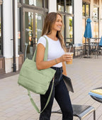 Puffer Tote Bag for Women, Lightweight Puffy Tote with Compartments, Shoulder Bag Crossbody Bags for Women Travel, Work, Gym