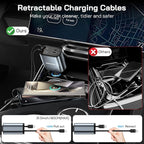 [2 Pack] Retractable Car Charger 4 in 1 Fast Car Phone Charger 69W, USB C Car Truck Accessories Adapter with 2X Retractable Phone Charger Cords and USB Port for i Phone 17/16/15/14,for Samsung S25/S24