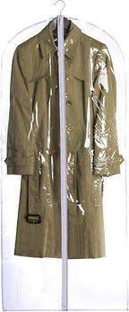 Handy Laundry Clear Vinyl Garment Bag - Protect Your Clothing While Traveling and Dust Free While Hanging in Your Closet. Ideal for Coats, Suits, Dresses or Gowns - Set of 2 (24 X 54 Inches)