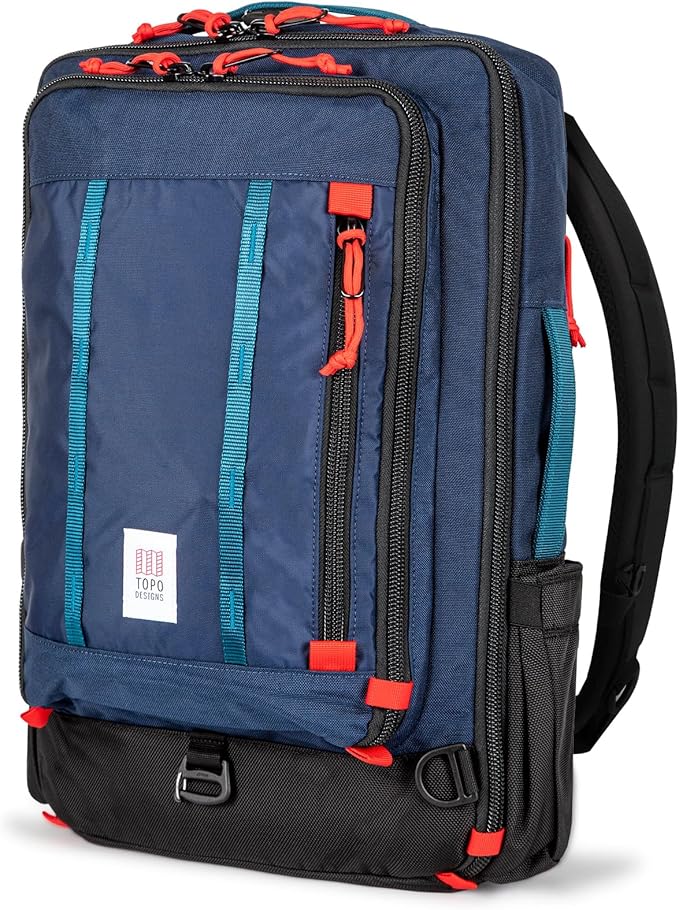Topo Designs Global Travel Bag – 30L or 40L - Carry-On Compliant Most Airlines, Durable Travel Duffel Bag, Clam Shell Main Pocket, Laptop Sleeve, Backpack, Luggage (30L / Navy)