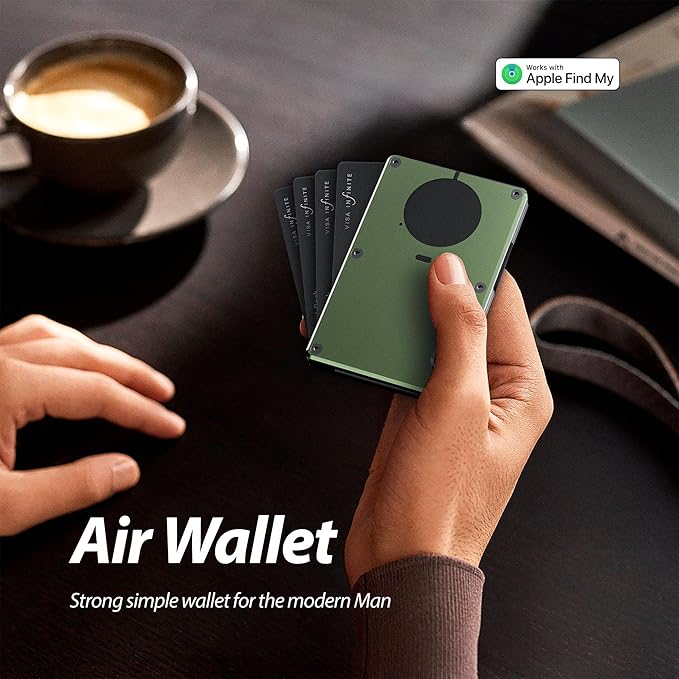 Wallet With Tracker,Minimalist Wallet With Built In Airtag Chip, Rfid Blocking Credit Card Holder,Slim Wallet For Men,Compatible With Apple Find My,Detachable Money Clip,Ios Only(Military Green)