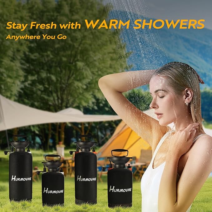 2.1 Gallon (8L) Portable Shower, 10 Spray Modes Pressurized Beach Shower with Nylon Insulated Sleeve, Camping Shower for Travel & Sand Rinse, Surf Shower, Portable Water Sprayer, White
