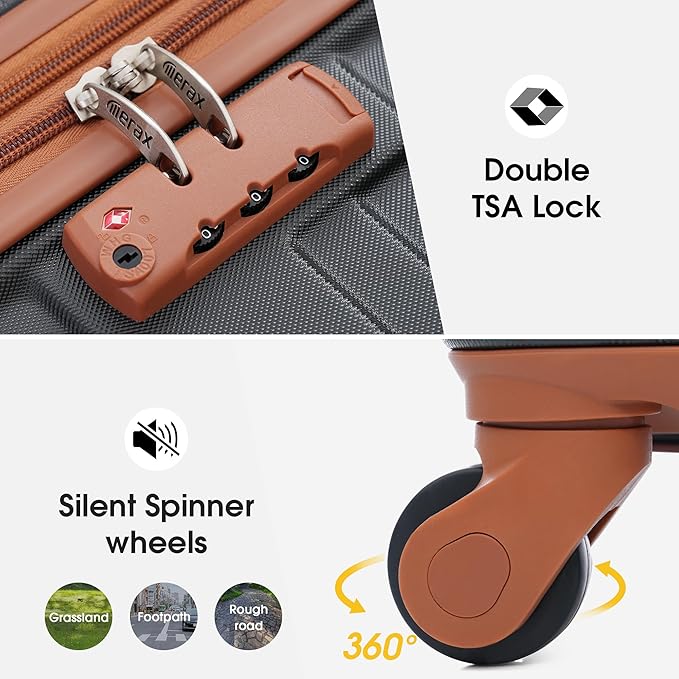 Hardside Luggage Sets 3 Pcs Spinner Suitcase with TSA Lock Lightweight