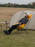 iClimb Ultralight Compact Camping Folding Beach Chair with Anti-Sinking Large Feet (Yellow - Triangular Frame High Back - 2PC)