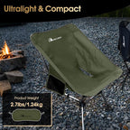 MOON LENCE High Back Folding Camping Chairs, Height-Adjustable, Widened Seat, for Beach with Anti-Sinking Feet (Green-Plus)