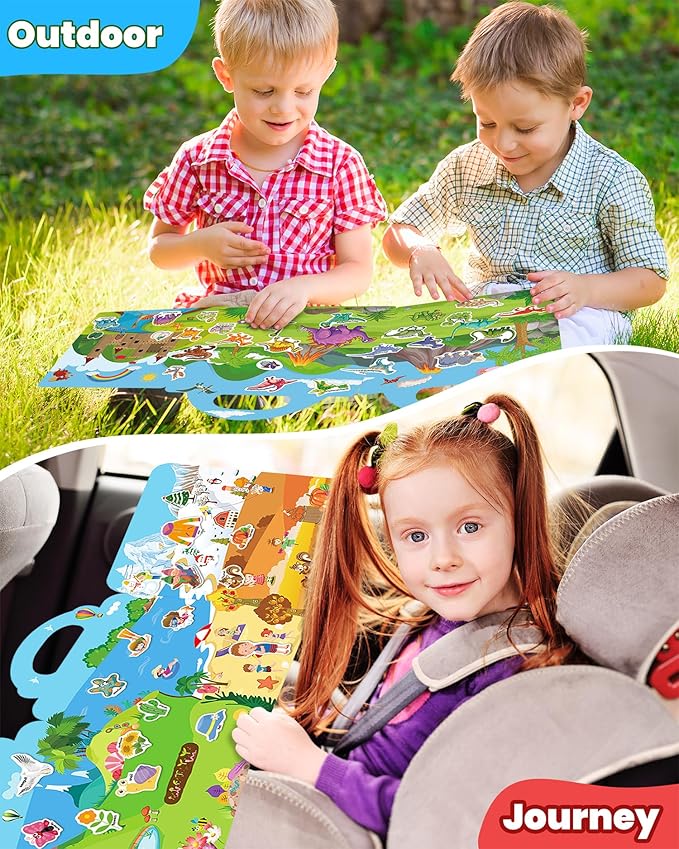 Walenced Reusable Sticker Book for Toddlers, Stickers for Kids, Toddler Sticker Book, Toddler Craft Activities, Toddler Travel Toys Boy Girl Birthday Gifts