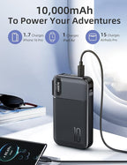 RORRY Portable Charger Built in Cables, AC Wall Plug In Portable Charger Power Bank 10000mAh Travel Battery Pack 22.5W Fast Charging for iPhone 17/16/15 Samsung Galaxy S25/S24/S23 Pixel LG iPad, Black