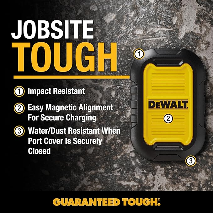 DEWALT Magnetic Power Bank 5,000mAh and 49.5W USB & USB C Wall Charger, Power Delivery