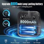 Upgraded Portable Shower, 8000mAh Rechargeable Camping Shower Pump with Intelligent Display, 5 Pressure Modes, IPX8 Waterproof Lightweight Pocket Outdoor Shower Pump Kit for Hiking, Travel, Car, Pet