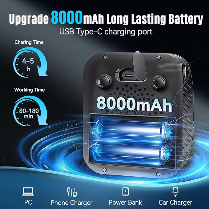Upgraded Portable Shower, 8000mAh Rechargeable Camping Shower Pump with Intelligent Display, 5 Pressure Modes, IPX8 Waterproof Lightweight Pocket Outdoor Shower Pump Kit for Hiking, Travel, Car, Pet