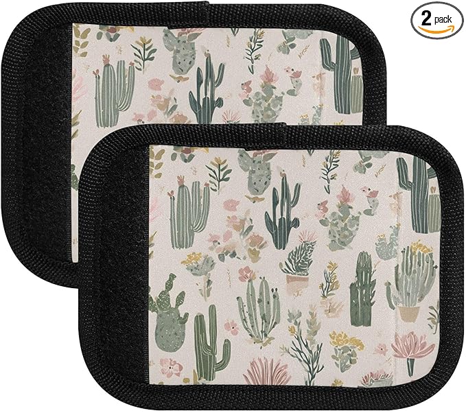 Retro Cactus Luggage Handle Wrap for Suitcase Luggage Tags Handle Covers Identifiers Soft Decorations Travel Accessories 2 Pack