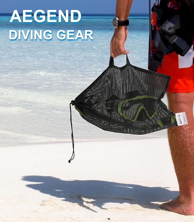Aegend Snorkeling Gear for Adults Youth Kids, Snorkel Mask with Top Dry Valve - Panoramic View Anti-Leak and Anti-Fog with Mesh Bag for Snorkeling, Scuba Diving, Freediving & Swimming