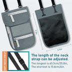 Travel Neck Wallet, RFID Blocking Passport Holder with Adjustable Neck Strap for Men and Women to Keep Cash, Credit Cards and Travel Documents Safe - A