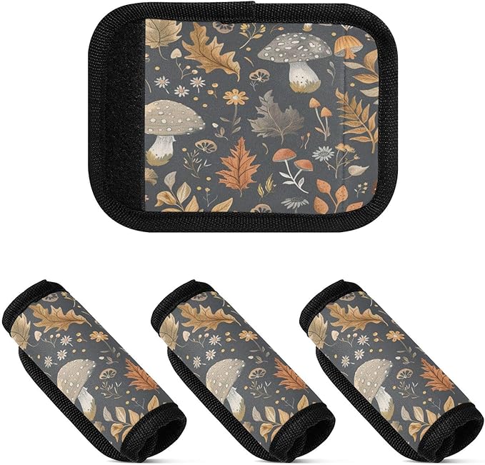 Qilmy Cute Cartoon Mushrooms Luggage Handle Wrap 4Pack Luggage Identifiers Tag Comfort Handle Grips Cover for Stroller Suitcase Bag Airplane Travel Accessories351