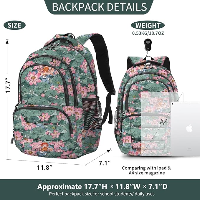 rickyh style School Backpack Travel Bag for Men & Women Lightweight College Back Pack with Laptop Compartmen