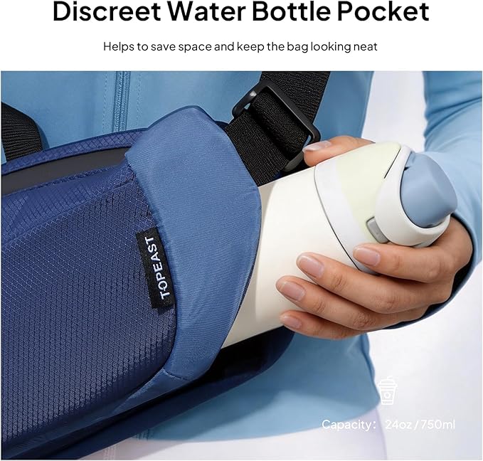 TOPEAST Waist Pack 4L Large Capacity Fanny Pack with Hidden Water Bottle Pocket, Water Resistant Crossbody Sling Bag for Men Women, Adjustable Belt Bag for Hiking Running Travel Cycling